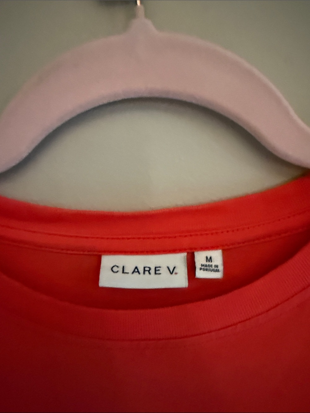 Clare V Coral-Red 'PAS MAL' Short Sleeve Tee - Picture 3 of 4
